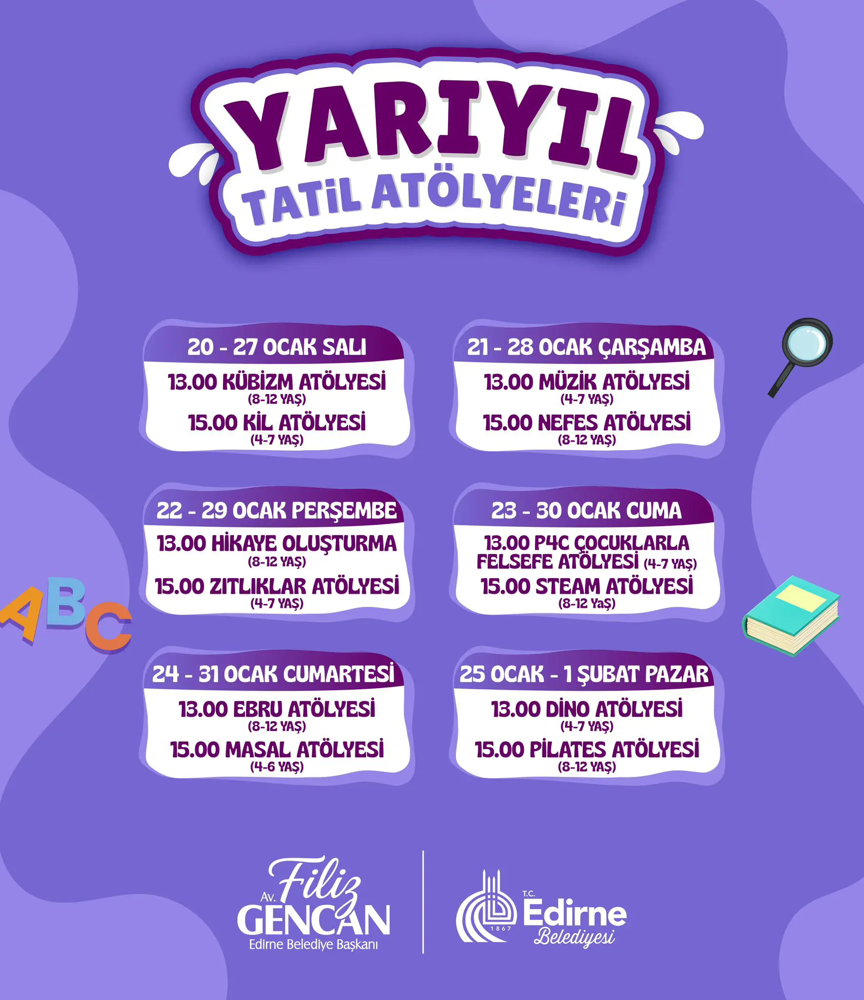 BAŞKAN FİLİZ GENCAN’DAN ÖĞRENCİLERE KARNE HEDİYESİ: SÖMESTR ATÖLYELERİ BAŞLIYOR! galeri görseli